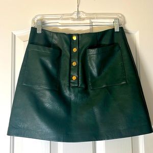 Forest Green Faux Leather Skirt Size M